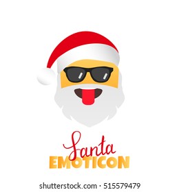 Emoji Santa Claus. Winter Holidays Emoticon. Character with tongue