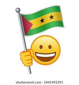 Emoji with Sao Tome and Principe flag Large size of yellow emoji smile