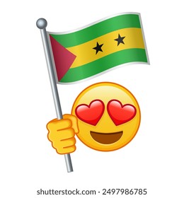 Emoji with Sao Tome and Principe flag Large size of yellow emoji smile