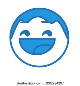 emoji and satisfied character looking sideways that just saw something awesome & now has happy smiling face and facial expression awesomeness  simple hand drawn emoticon  eps 10