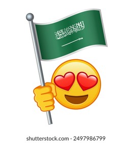 Emoji with Saudi Arabia flag Large size of yellow emoji smile
