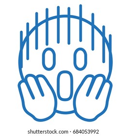 emoji of scream with emotion of horror, simple hand drawn emoticon, flat line icon from a set, funny cartoon character, ball or circle shaped simplistic facial expression vector illustration