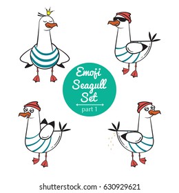 Emoji seagull vector set. Part 1