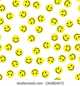 Emoji seamless pattern background. Simple smile yellow emoticons. Vector illustration.