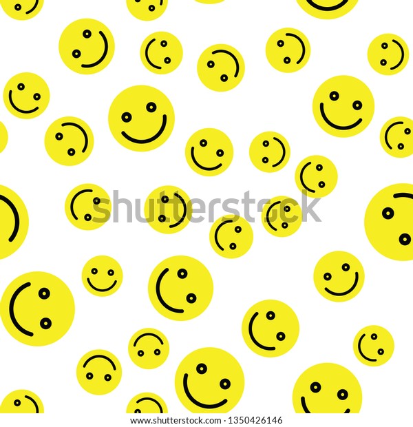 Emoji Seamless Pattern Background Simple Smile Stock Vector (Royalty ...