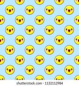 emoji seamless pattern on a blue background. vector illustration