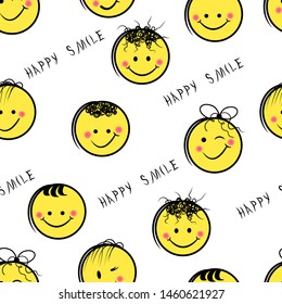 emoji seamless pattern on a white background. illustration