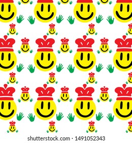 Emoji seamless pattern on a white background. illustration. 