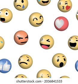 emoji seamless pattern on a white background. illustration
