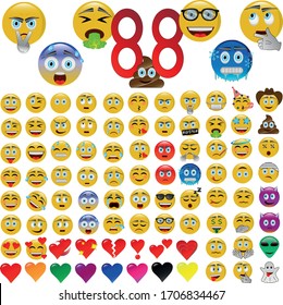 Emoji, set of advanced emoticons, icons in vector illustration.