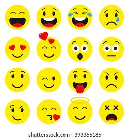 Conjunto Emoji.  Avatar aislado de fondo blanco. Iconos de sonrisa. Colección Emoticon