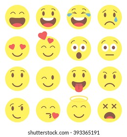 Conjunto Emoji.  Avatar aislado de fondo blanco. Iconos de sonrisa. Colección Emoticon