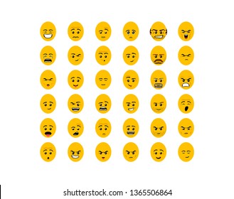 Emoji Set Collection in Modern flat Style. Design Art Trendy Communication Funny flat Emoji icons round faces Feedback with different emotions. illustration set Isolated on white background