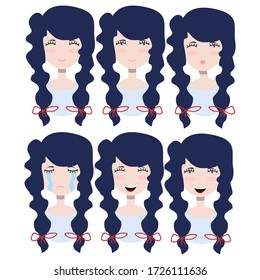 Emoji ambientado con una linda mezquina. Vector.