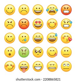 Emoji set with different facial expressions