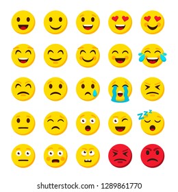 Emoji Set. Emoticon Cartoon Emojis Symbols Digital Chat Objects Vector Icons Set