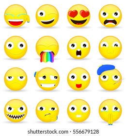Emoji set. Emoticon set. Cartoon style.