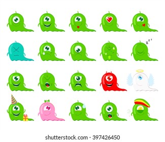 Emoji. Set of Emoticons. Smile icons. Isolated vector illustration on white background