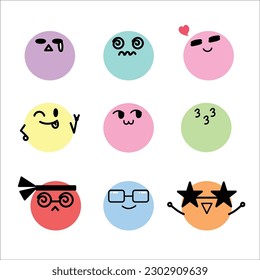 Premium Vector  Kawaii emotions face set vector illustration