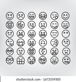 Emoji set.  Faces in a linear style. Vector graphic, abstraction. Icons for social networks and mobile applications.