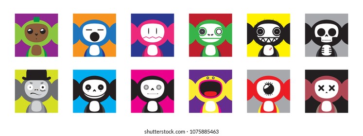Emoji set. Funny cartoon faces smileys