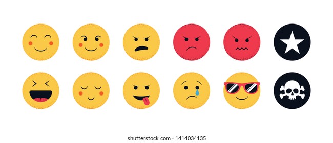 Emoji set. Funny emoticon isolated on a white background. Vector illustration