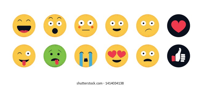 Emoji set. Funny emoticon isolated on a white background. Vector illustration