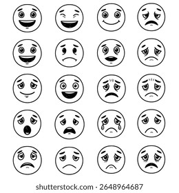 Emoji Set with Happy, Sad, and Surprised Reactions


