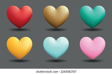 Emoji set of hearts in different colors