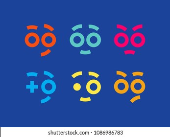 Emoji set.  Modern professional icons smile in blue theme