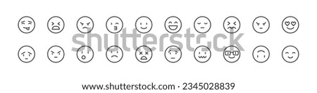 emoji set of simple line icons. Collection of web icons for UIUX design. Editable vector stroke 24x24 Pixel Perfect 商業照片 © 