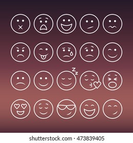 Conjunto de emojis. Conjunto de emoticonos de línea fina. Ilustración vectorial