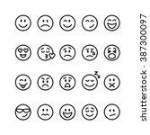 Emoji set. Set of thin line smile emoticons isolated on a white background. Vector illustration