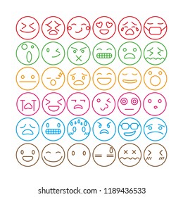 Emoji set. Set of thin line smile emoticons isolated on a white background. Vector illustration