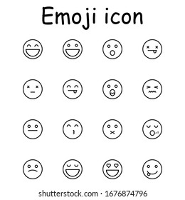 Emoji set. Set of thin line smile emoticons icon vector illustration simple design