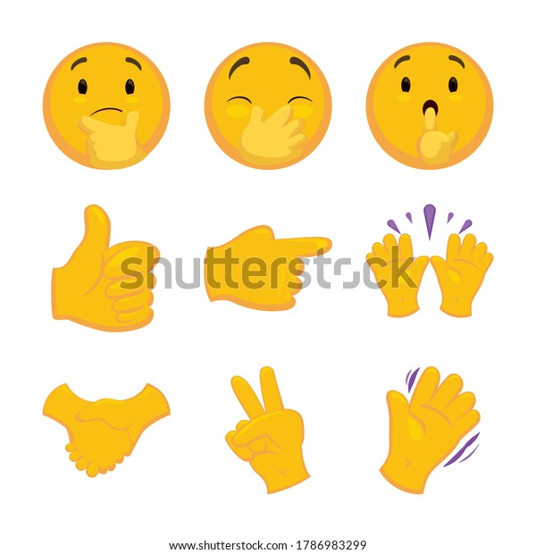 Emoji Set Thinking Face Other Hand Stock Vector (Royalty Free