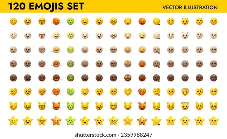 Emoji set vector illustration design. Emoticons pack for web applications.