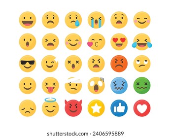 Emoji-Set, Vektorweißer Hintergrund