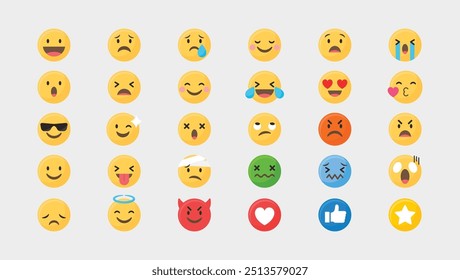 Emoji-Set, Vektor, weißer Hintergrund