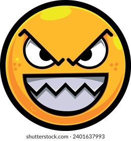 emoji with sharp teeth crasy yellow vector ilustration