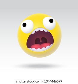 Emoji Shout. Smiley Yell. Isolate With Shadow. 3d realistic.