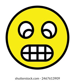 emoji showing teeth Vector Line Filled Icon Design