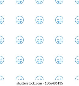 emoji showing tongue icon pattern seamless white background. Editable outline emoji showing tongue icon. emoji showing tongue icon pattern for web and mobile.