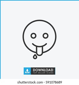 emoji showing tongue icon. Simple outline emoji showing tongue vector icon. On white background.