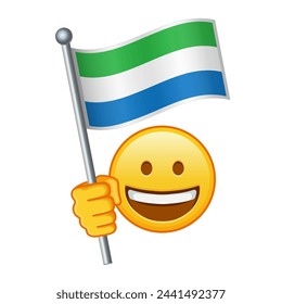 Emoji with Sierra Leone flag Large size of yellow emoji smile