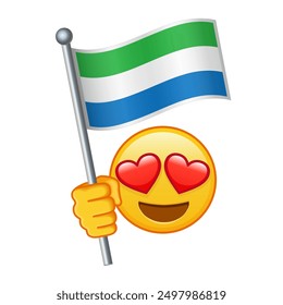 Emoji mit Sierra Leone Flagge Große Größe des gelben Emoji Lächeln