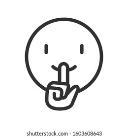 emoji silent, holds index finger to lips, silence, secret, linear icon. Editable stroke