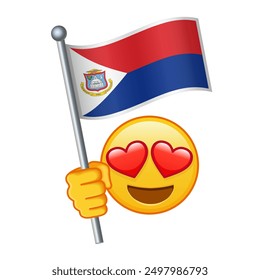 Emoji con bandera de Sint Maarten Tamaño Grande de la sonrisa de emoji amarillo