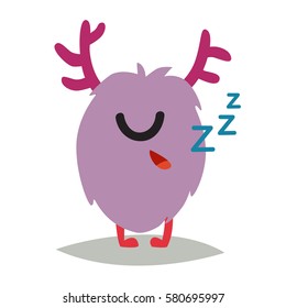 Emoji sleeping monster. Cute cyclop vector illustration. Cartoon  funny emoticon. Monster sticker, flat cartoon style. Isolated on white background