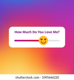 Emoji slider on the modern trendy styled gradient background. Vector illustration. Socila network communication background and itme. 